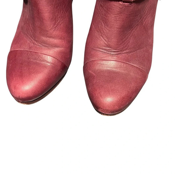 Rag & Bone Harrow Burgundy Leather Stud Harness Block‎ Heel Size 38 Taylor Swift - Picture 6 of 13